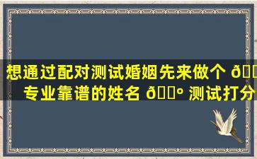 想通过配对测试婚姻先来做个 🌿 专业靠谱的姓名 🐺 测试打分吧！